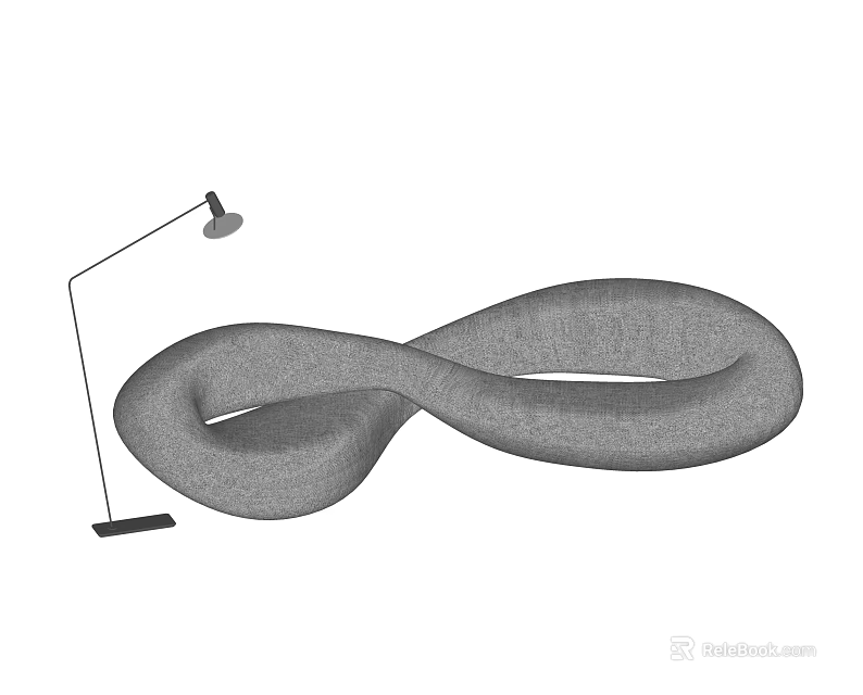 Infinity Shaped Unique Sofa with Modern Floor Lamp in Living Space 3d model