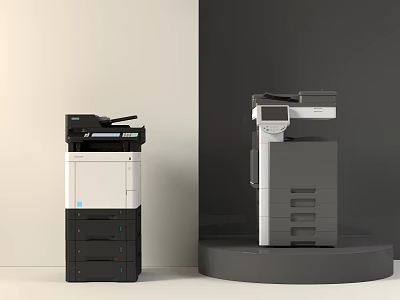 Two Modern Office Multifunction Printers With Efficient Performance And Sleek Design 3d model