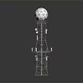 High Quality Communication Tower With Metal Frame Antennas And Observation Platforms 3d model