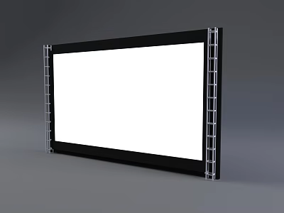 Large Screen Television With Black Frame Metal Supports And White 3d model