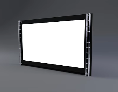 Large Screen Television With Black Frame Metal Supports And White 3d model