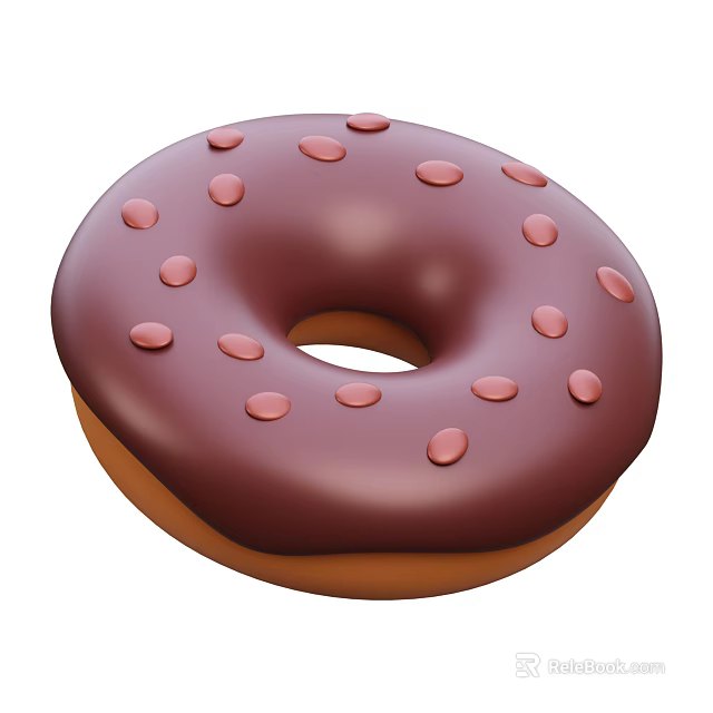 Delicious Chocolate Donut With Smooth Chocolate Frosting And Red Sprinkles 3d model 