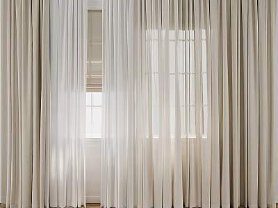 Light Filtering Beige Curtains for Window with Soft Natural Light and Elegant Ambiance 3d model