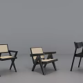 Set of Three Modern Leisure Chairs Featuring Wooden Frame and Diverse Designs