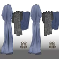 Blue Robes With Gray Scarves And Matching Shoes On