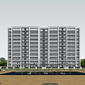 Modern High Rise Apartment Building With Glass Windows Green Lawn And Trees