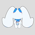 Cute White Cartoon Character With Big Blue Ears Head Decoration And Scarf