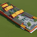 Ancient Chinese Architecture With Yellow Tiled Roofs Red Walls And Courtyard Layout