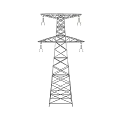Black and White Line Drawing of Electrical Transmission Tower Structure Design