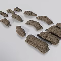 3D Rendered Stone Stack Weapon Models with Historical Warfare Design Features