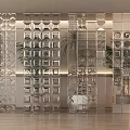 Decorative Room Dividers With Geometric Patterns Glass And Metal For Interior Space With Green Plants