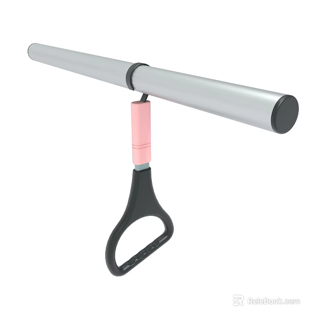 Fitness Hanging Grip Handle With Silver Pole And Pink Black Elements 3d model 