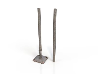 Two Metal Rods With Square Base Stand And Sturdy Industrial Design 3d model