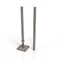 Two Metal Rods With Square Base Stand And Sturdy Industrial Design 3d model