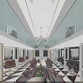 Elegant Modern Beauty Hair Salon Interior With Luxury Chairs Mirrors And Chandeliers