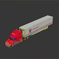 Red Cab White Trailer Truck with El Eagle Logo on Reflective Surface 3d model