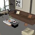 Modern sofa coffee table combination home 3d model