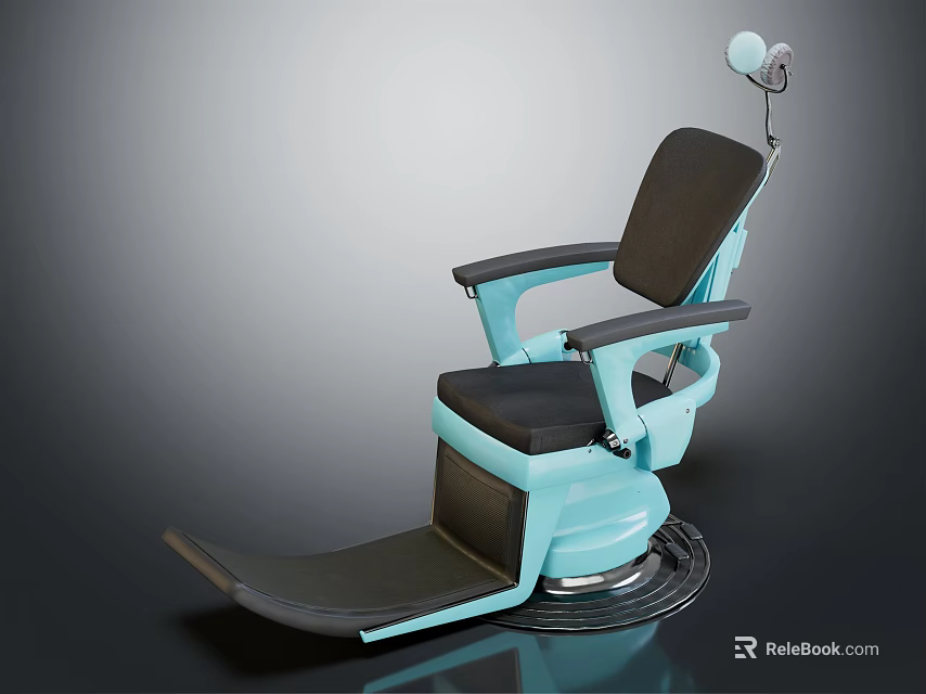 Medical Examination Chair With Turquoise And Black Headrest Adjustable Backrest Armrests Footrest And Ergonomic Design 3d model 
