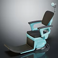 Medical Examination Chair With Turquoise And Black Headrest Adjustable Backrest Armrests Footrest And Ergonomic Design