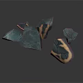 Textured Natural Wood And Stone Decorative Pieces Featuring Irregular Shapes And Golden Details