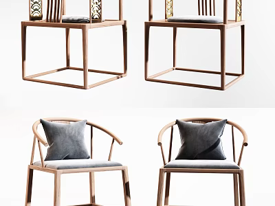 Modern Accent Chair With Wooden Frame Upholstered Cushion Curved Back And Comfortable Seat 3d model