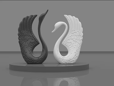 Modern Single Chair With Swan Inspired Design In Black And White Color 3d model