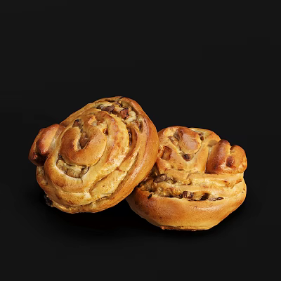 Delicious Freshly Baked Sweet Rolls With Spiral Shape And Nutty Filling In Golden Brown 3d model