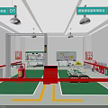 New Energy Vehicle Training Room Interior With Workstations Equipment And Green Flooring