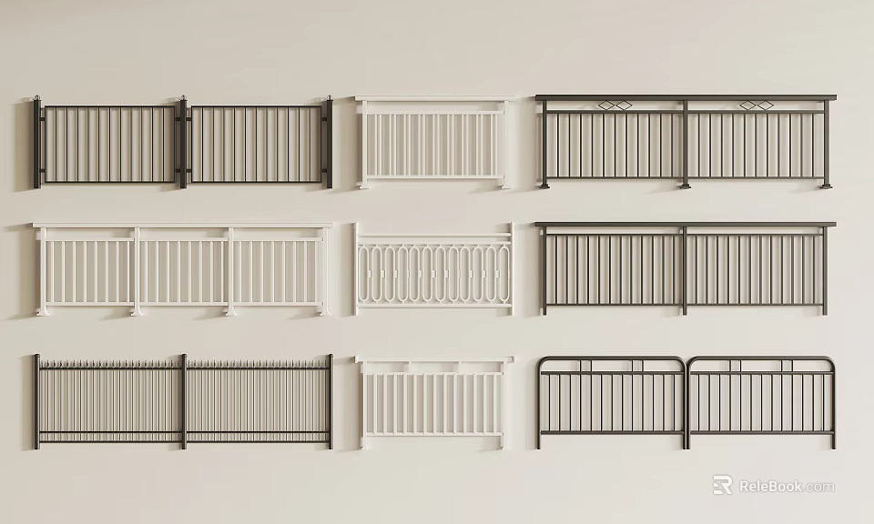 Collection Of Various Railing Designs For Home Decor 3d model