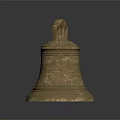 Vintage Brass Musical Bell With Decorative Top Handle And Golden Textured Surface