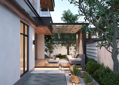 Modern courtyard landscape 3d model