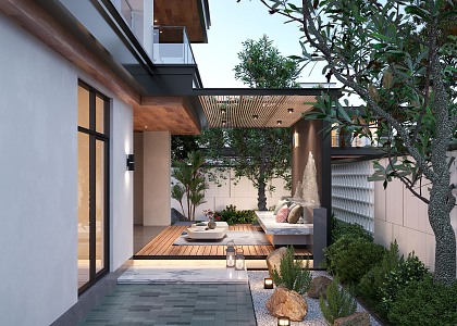 Modern courtyard landscape 3d model