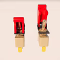 Red Toggle Switches With Metal Base And Yellow Pins For Electrical Use 3d model