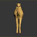 Yellow Camel 3D Model in Minimalist Style with Dark Background and Reflection 3d model