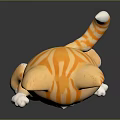 Cute Cartoon Orange Striped Cat With Big Eyes Standing On Black Surface