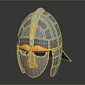 Ancient Style Decorative Helmet With Silver Gold Intricate Carved Patterns Ornate Design