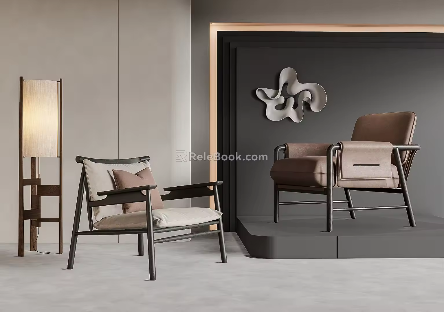 Leisure chair recliner side corner table 3d model