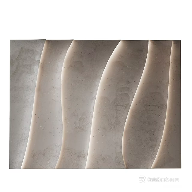Elegant Sofa Backdrop Wall With Wavy Marble Texture And Modern Design Elements 3d model