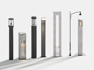 Outdoor Post Lights With Modern Designs Various Styles And Metal Finishes 3d model