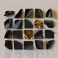 Silver Metallic Wall Decor With Irregular Geometric Shapes In Square Grid Arrangement 3d model