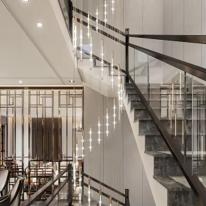 modern chandelier stair lamp 3d model