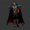 Mythical Warrior Character With White Hair Green Cape Red Accent And Metallic Armor Details