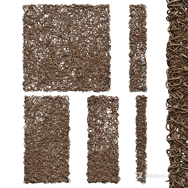 Woven Copper Brown Decorative Ornament Set With Various Sizes And Shapes 3d model 