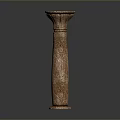 Classical Architectural Column With Brown Stone Carved Texture And Classic Design