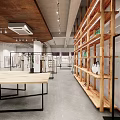 Modern Clothing Store Interior With Open Space Clothing Racks And Plants