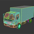 Modern Silver Box Truck With Cab And Cargo Container On Dark Background 3d model