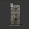 Cartoon Scene With Detailed Brick Tower Model Featuring Windows And Decorative Base 3d model