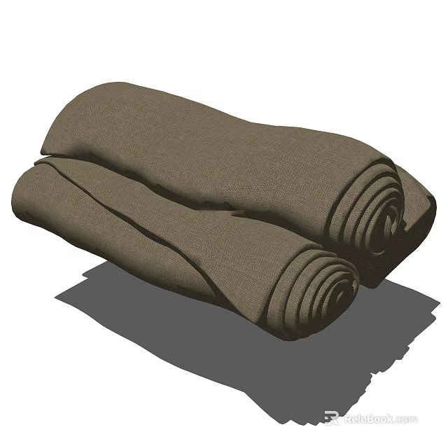 Two Soft Brown Cotton Towels Rolled Neatly for Home Bathroom Use 3d model 