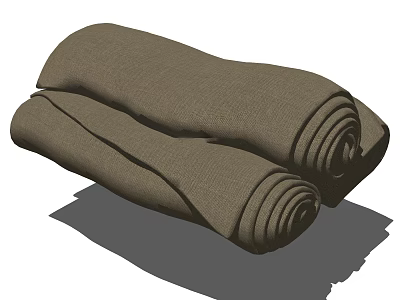 Two Soft Brown Cotton Towels Rolled Neatly for Home Bathroom Use 3d model