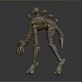 Fantasy Creature 3D Sculpture With Long Neck Spiked Back And Slender Limbs In Standing Pose